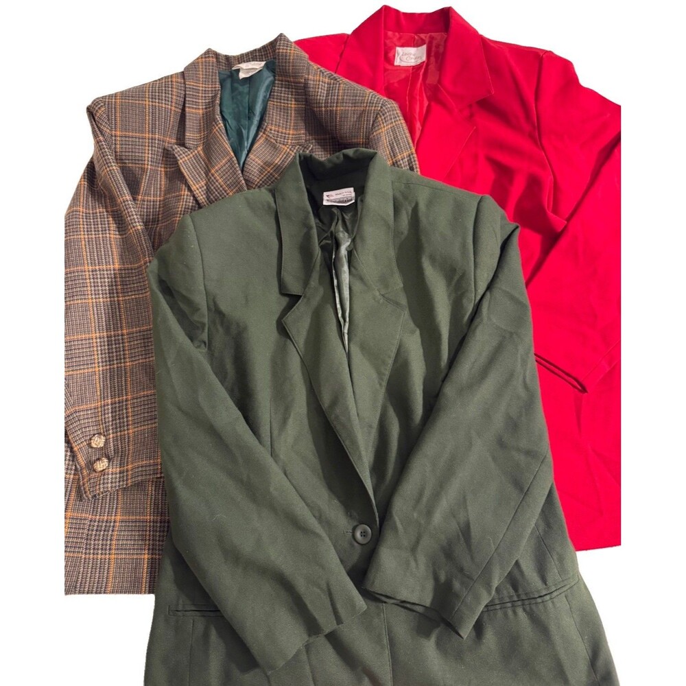 Lot Of 3 Vintage Blazers Tan Jay Nygard Suburbans Red Plaid Green Size XL